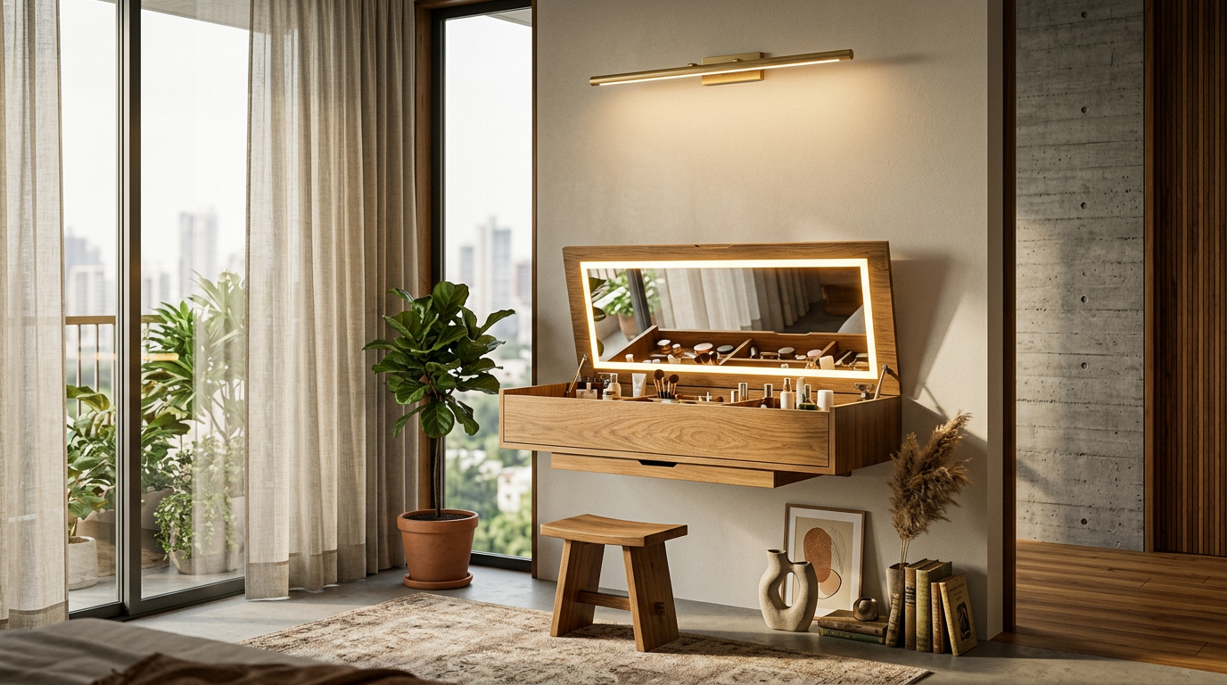 Forma Floating Vanity Wall-Mount — Walnut Dressing Table