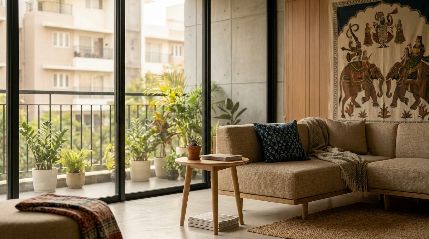 Forma Japandi Round Side Table — Minimalist Walnut
