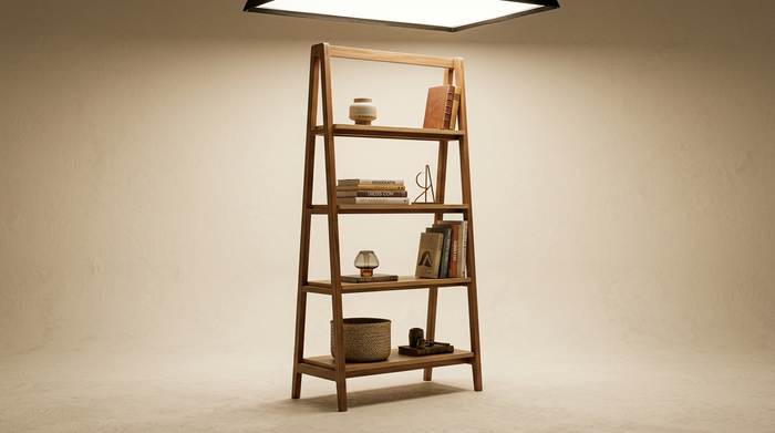 Forma Open Bookshelf 4-Tier — Backless Walnut Design