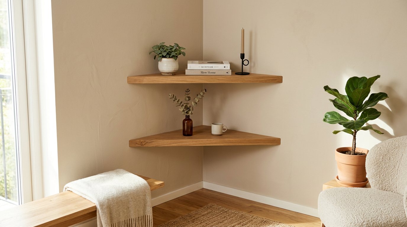 Nook Floating Corner Shelf Set of 2 — Wall Mounted Storage