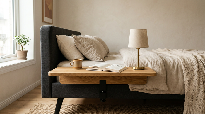 Nook Bedside Clip-On Shelf — No Nightstand Needed