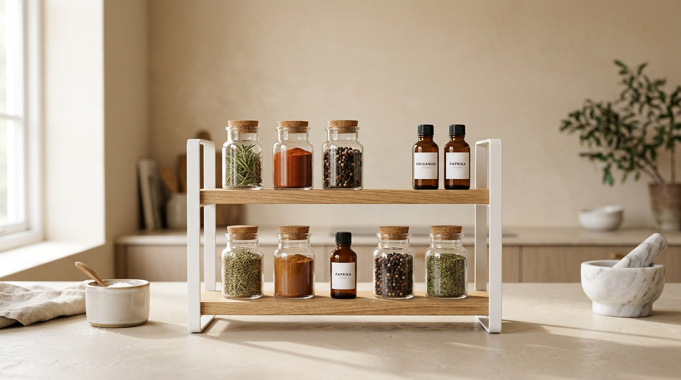 Nook Kitchen Spice & Jar Rack — 3-Tier Wall Mount