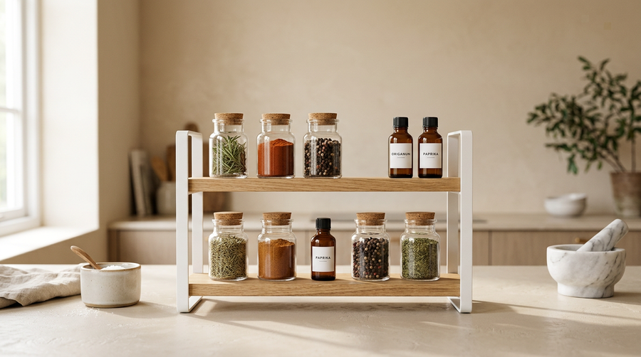 Nook Kitchen Spice & Jar Rack — 3-Tier Wall Mount