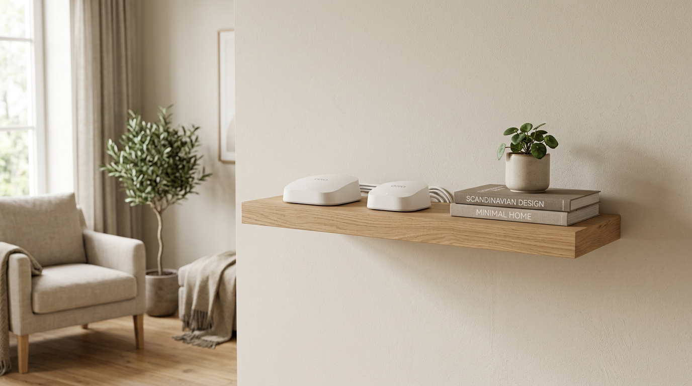 Nook Router & Modem Wall Shelf — Cable Management