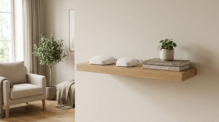 Nook Router & Modem Wall Shelf — Cable Management