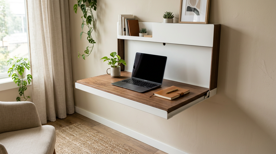 Nook Wall-Mounted Folding Desk — Space Saver for Small Rooms