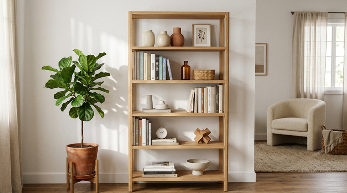 Plank 5-Tier Bookshelf 75cm — Open Storage